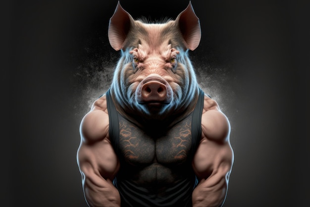 Ein Schwein mit einem Tanktop und einem Tanktop
