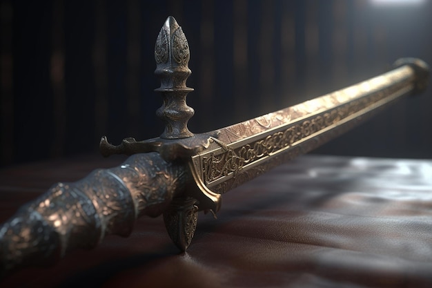 Ein Schwert mit dem Wort Schwert darauf