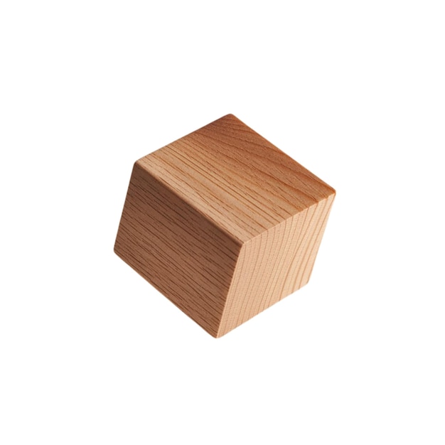ein schwimmender Holzblock auf einem weißen Hintergrund