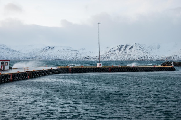 Ein schwüler Wintertag im Hafen von Hrisey in Island