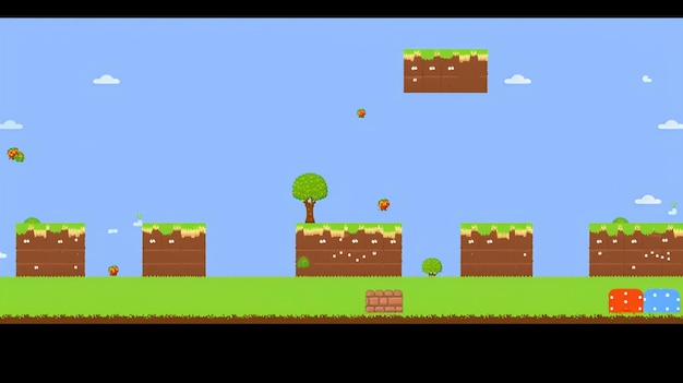 ein Screenshot eines Spiels mit einem Baum und einem Schild, auf dem steht: Apfel