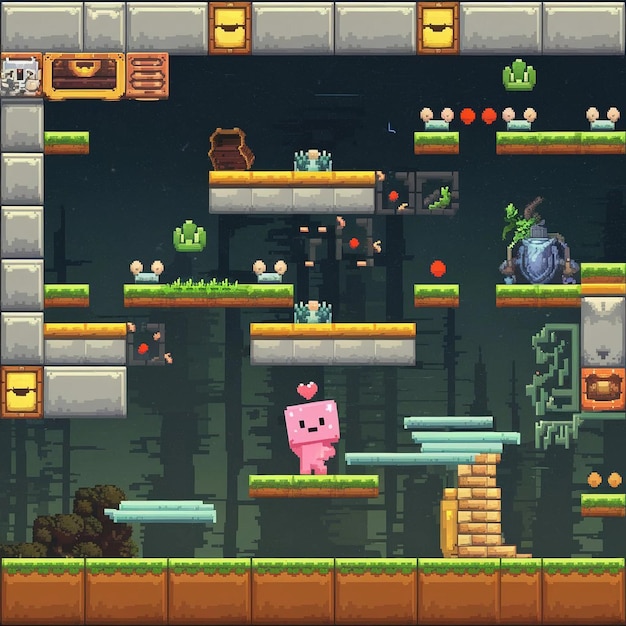 ein Screenshot eines Spiels mit einem rosa Schwein auf der linken Seite