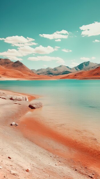 ein See mit Bergen im Hintergrund