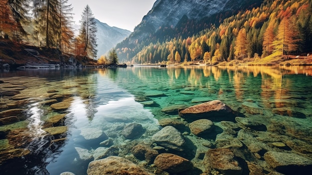 Ein See mit Bergen im Hintergrund