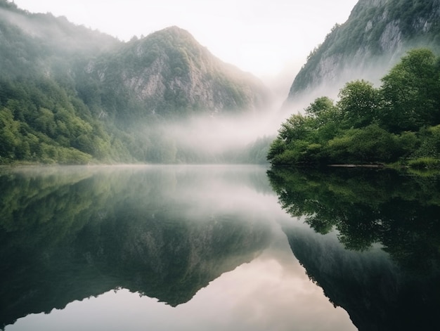 Ein See mit Bergen im Hintergrund