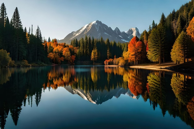 Ein See mit einem Berg im Hintergrund