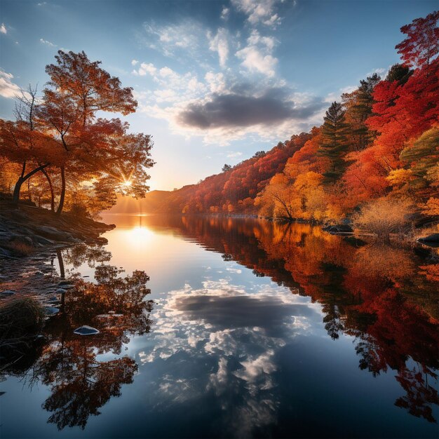 ein See mit einer Reflexion eines Berges und Bäumen im Wasser