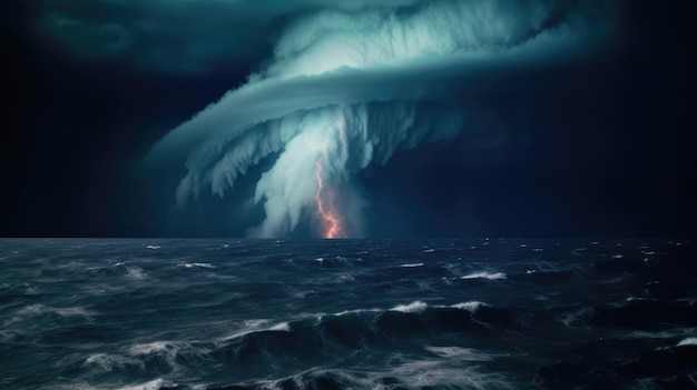 Ein See-Tornado ein riesiger Tornado Wirbelwind auf dem Ozean