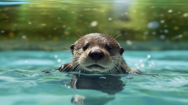 Ein Seeotter schwimmt in einem Pool