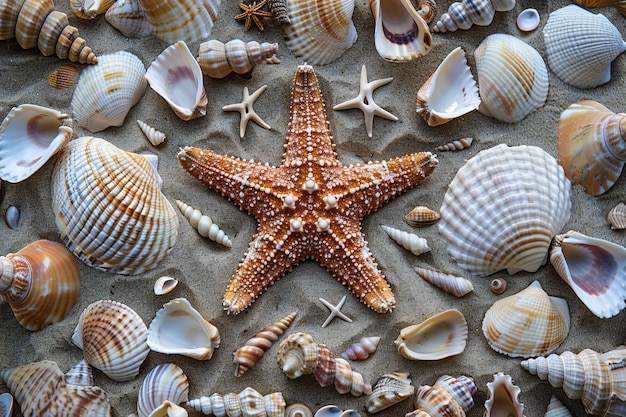 Ein Seestern liegt mit ausgebreiteten Armen auf dem Sand