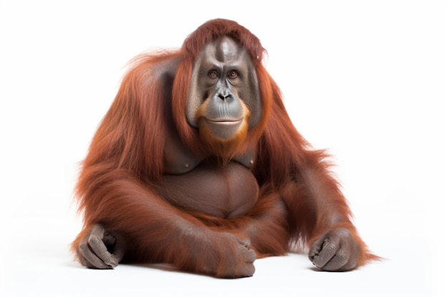 ein sehr großes, niedlich aussehendes Oranguel, das sich hinsetzt