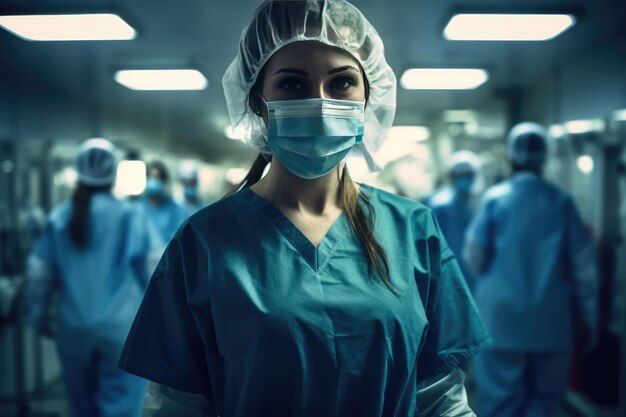 Ein selbstbewusster Chirurg verlässt den Operationssaal,