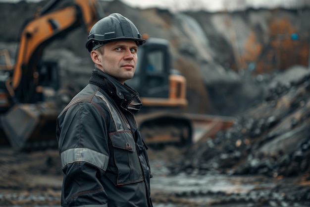 Ein selbstbewusster Ingenieur auf einem Bergbaustell