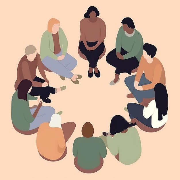 Foto ein selbsthilfegruppentreffen mit verschiedenen personen, die ihre erfahrungen im bereich der psychischen gesundheit austauschen