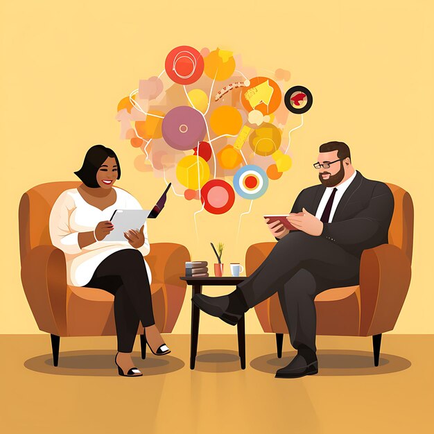 Ein Set Aufkleber mit Emojis und Avataren von Geschäftsleuten bei der Arbeit, kreatives, minimalistisches Poster mit