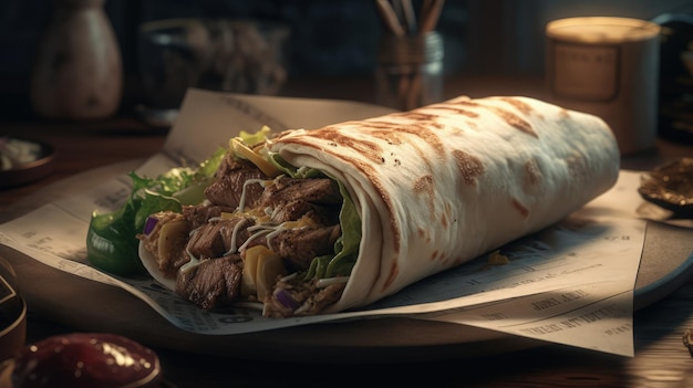 Ein Shawarma-Wrap auf einem Teller