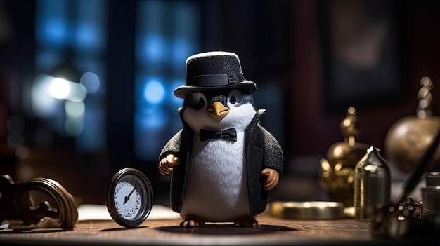 Ein Sherlock-Pinguin, der Detektiv generative ai