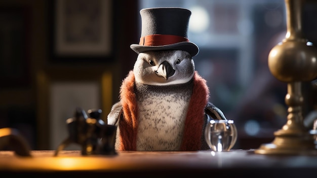 Ein Sherlock-Pinguin, der Detektiv generative ai