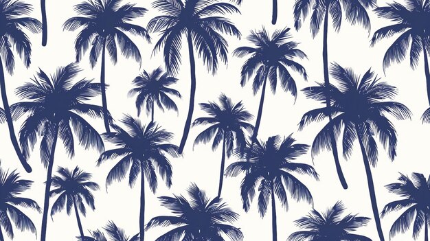 Ein sich wiederholendes Muster von Palmensilhouetten, die sich in der Brise schwanken, generiert eine AI-Illustration