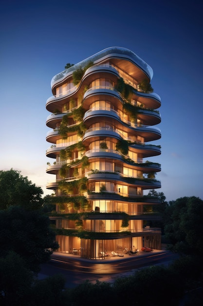 Ein siebenstöckiger, moderner Wohnturm, beeinflusst vom unverwechselbaren Stil von Thomas Heatherwick