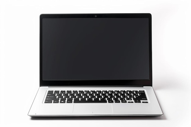 ein silberner Laptop mit einem schwarzen Bildschirm, auf dem „MacBook“ steht.
