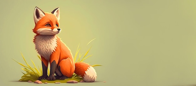 Ein sitzender Fuchs isoliert auf weißem Hintergrund Generative AI-Darstellung Ein Waldtier Horizontal