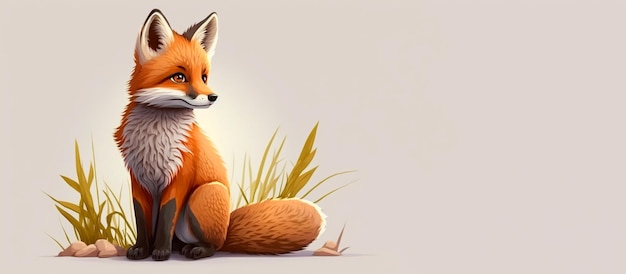 Ein sitzender Fuchs isoliert auf weißem Hintergrund Generative AI-Darstellung Ein Waldtier Horizontal