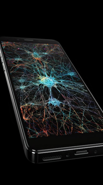 Ein Smartphone mit einem Gehirn auf dem Bildschirm