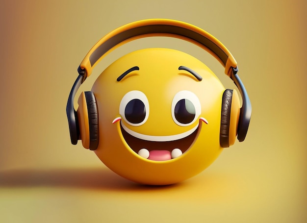 Ein Smiley-Emoji mit einem Wärmetelefon auf gelbem Hintergrund. Weltlächelntag