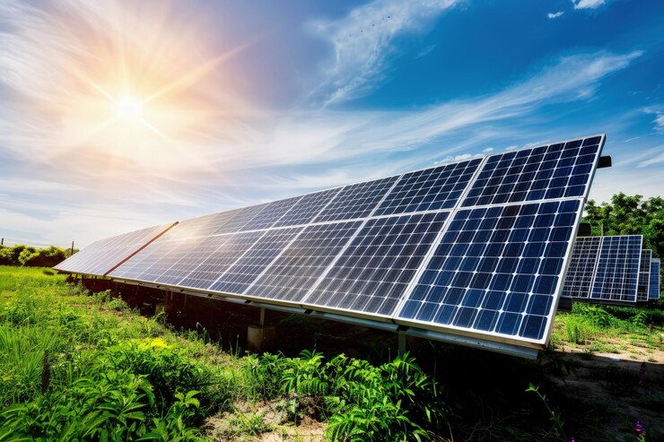 Foto ein solarpanel auf einem bauernhof installiert wird