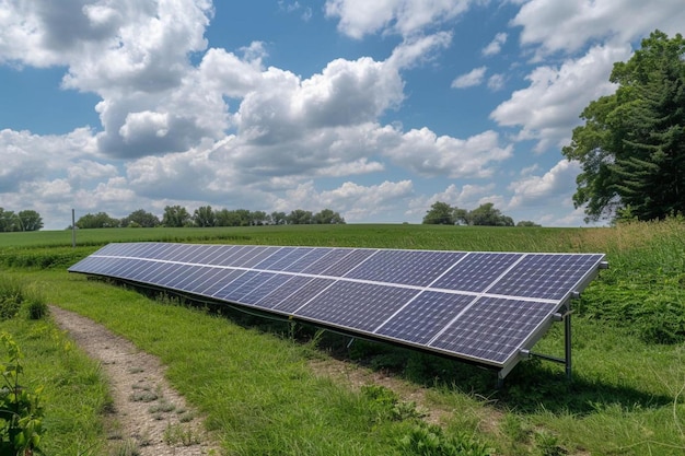 ein Solarpanel in einem Grasfeld