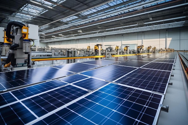 ein Solarpanel wird in einer Fabrik mit einem Solarpanel installiert