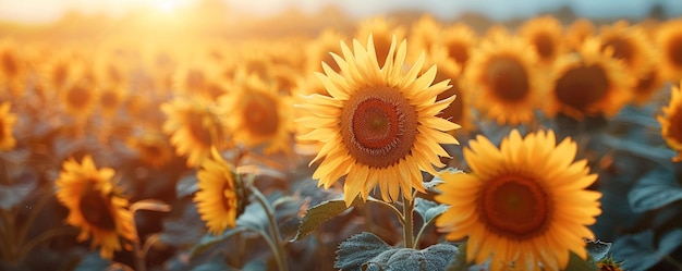 Ein Sonnenblumenfeld, das sich der Sonne zuwendet Tapeten