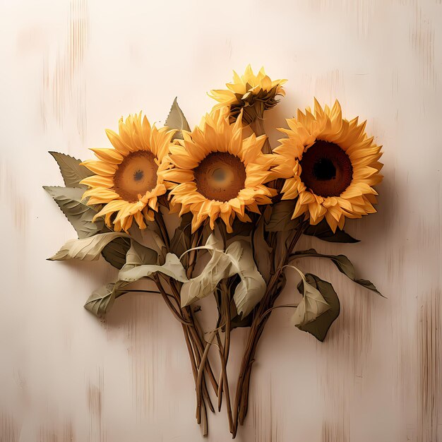 ein Sonnenblumenstrauß mit dem Wort "Sonnenblumen" auf der Unterseite.