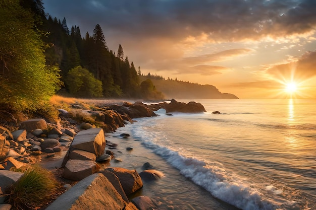 Ein Sonnenuntergang am Ufer des Lake Superior