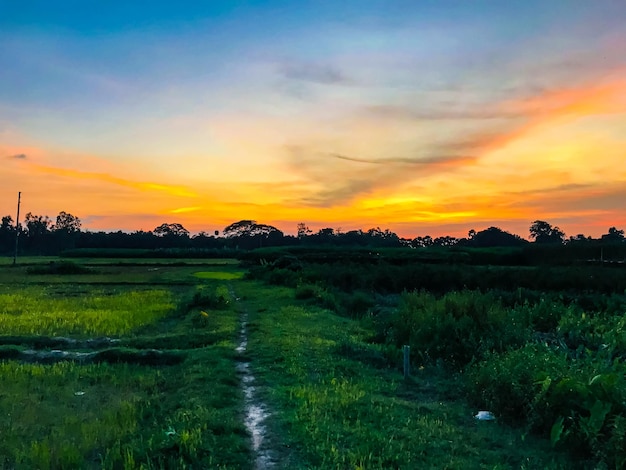 Ein Sonnenuntergang in der Landschaft von Bangladesch