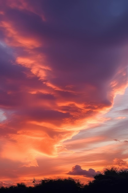 Ein Sonnenuntergang mit einer großen Wolke am Himmel über einem Feld