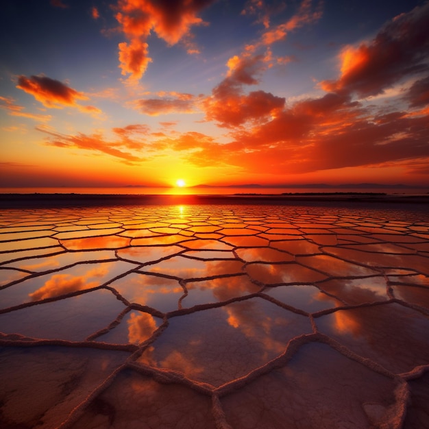 Ein Sonnenuntergang über dem Toten Meer, hinter dem die Sonne untergeht