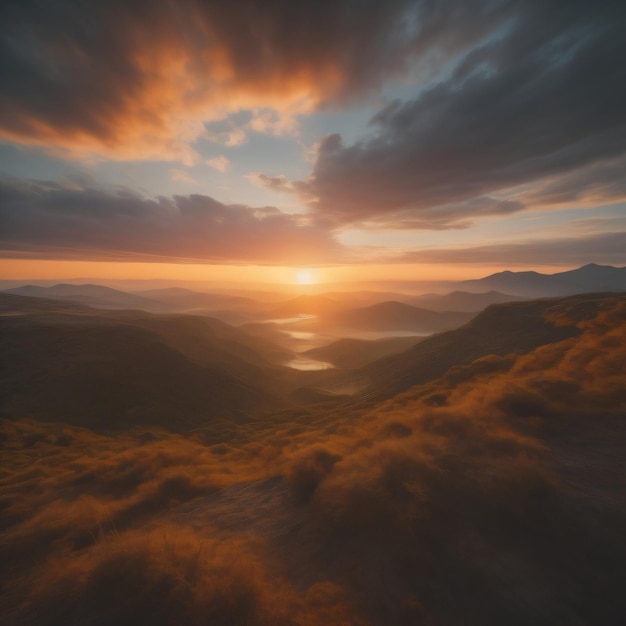 Ein Sonnenuntergang über den Bergen des Lake Windermere