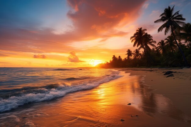 ein Sonnenuntergang über einem Strand