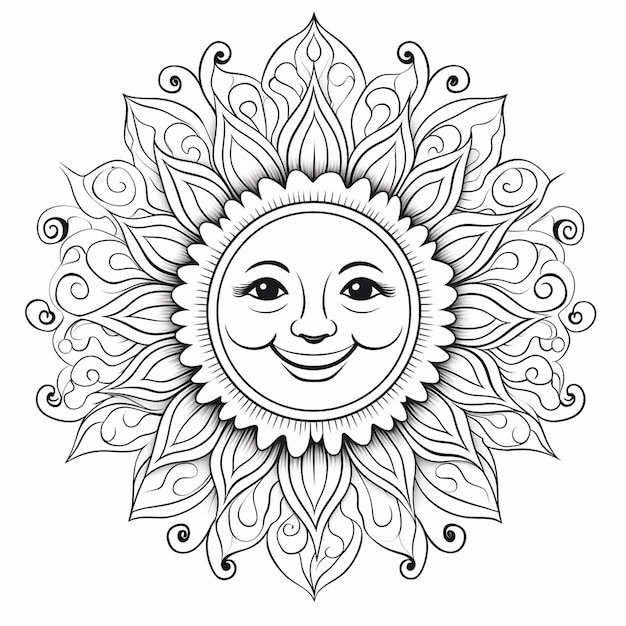 Ein Sonnenvektorkunst-Strichzeichnungsdesign