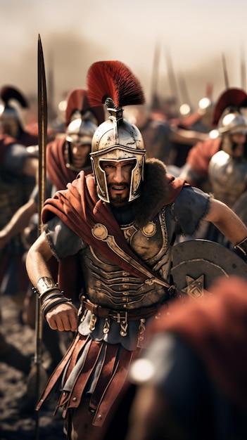Ein spartanischer Krieger greift in die Schlacht.
