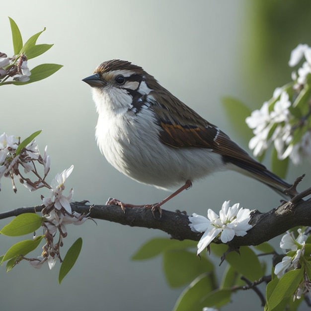 Ein Spatz saß auf einem Ast