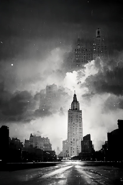 Ein Spaziergang auf den Straßen in der Stadt, die nicht schläft, schönes Schwarz-Weiß-Bild
