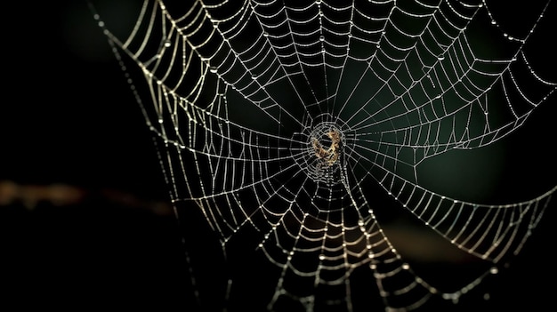Ein Spinnennetz mit einer kleinen Spinne darin