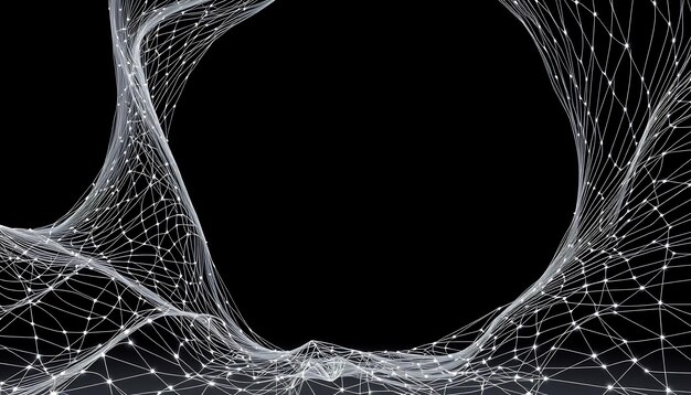 ein Spinnennetz mit schwarzem Hintergrund und einem Raum für Text