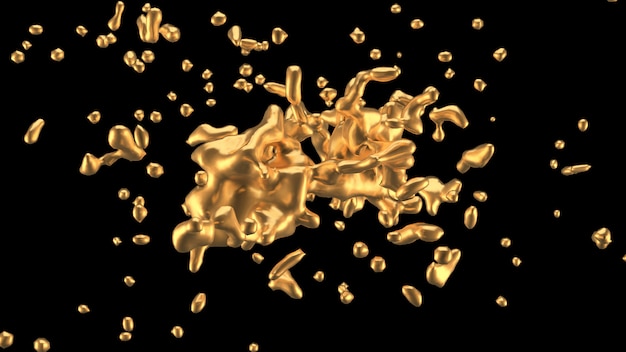 Ein Spritzer Gold. 3D-Rendering.