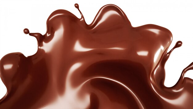 Ein Spritzer Schokolade. 3D-Rendering.