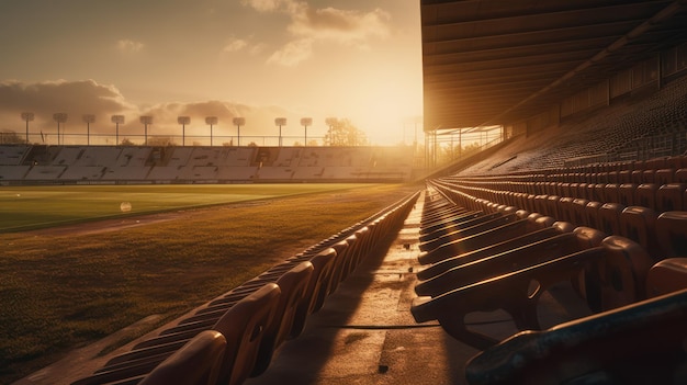 Ein Stadion mit blauem Himmel und Wolken