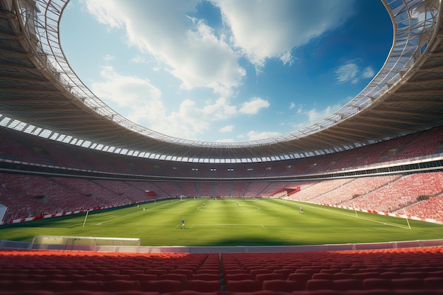 Ein Stadion mit blauem Himmel und Wolken